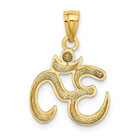 14k Yellow Gold 2D Om Symbol Pendant, 15mm (9/16 inch) - Picture 3 of 6